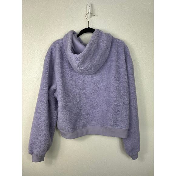Anthropologie Porridge NWT Sherpa Teddy Hoodie Purple Sz Large - Picture 7 of 8
